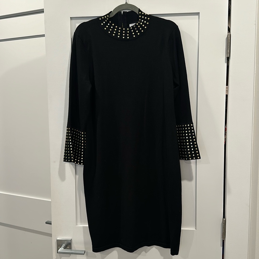 Calvin Klein Studded Bell Sleeve Sweater Dress